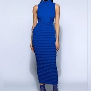 Blue Mock neck dress